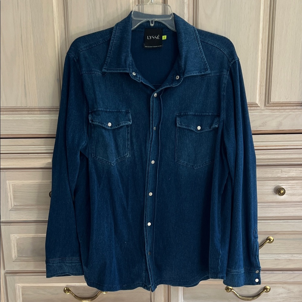 Lysse Dark Blue Stretch Denim Shirt